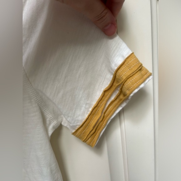 Hem & Thread ringer Style Tee, yellow and blue trim, Size Small - Picture 6 of 7